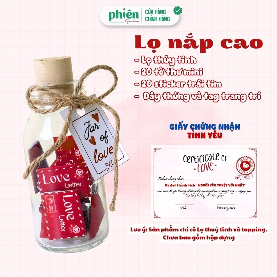 Lọ Love Letter Chứa Lá Thư Yêu Thương Ý Nghĩa, Tặng Người Yêu Dịp Valentine, Kỷ Niệm Hoặc Sinh Nhật