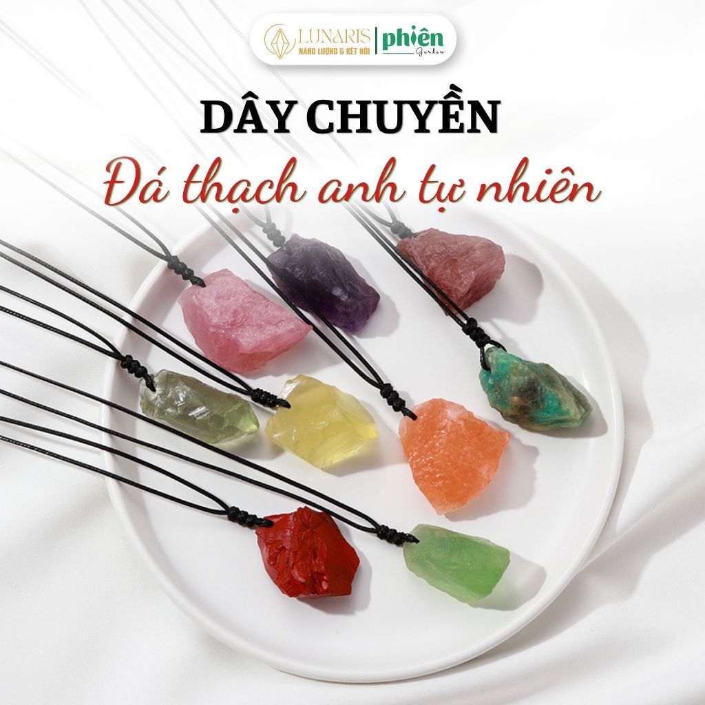 Dây Chuyền Đá Thạch Anh Thô Tự Nhiên Vòng Cổ Năng Lượng Tích Cực Thu Hút May Mắn